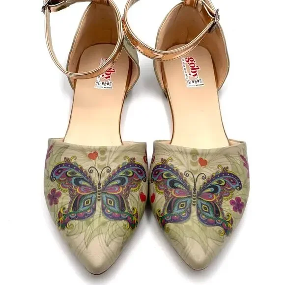 GOBY Butterfly flat ankle bracelet shoes size 38 (US 7) gray-greenish - Picture 5 of 9